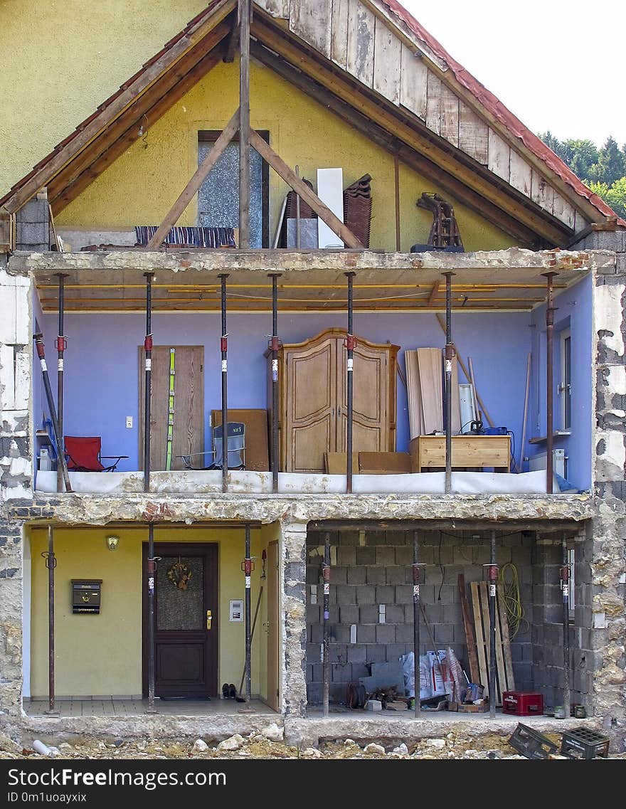 House, Facade, Building, Balcony