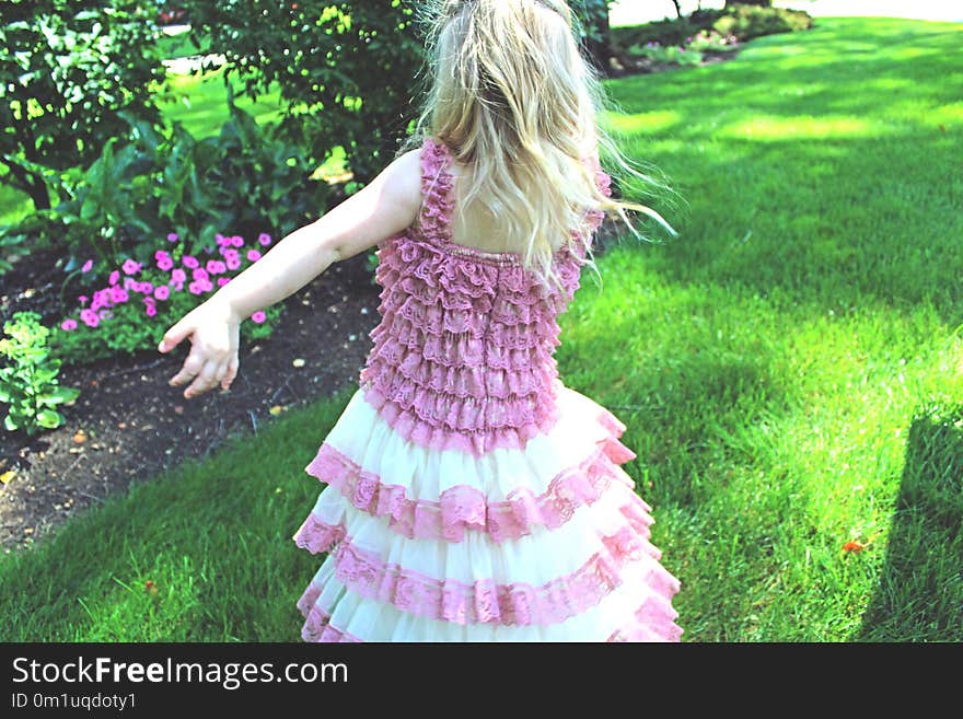 Clothing, Pink, Green, Dress