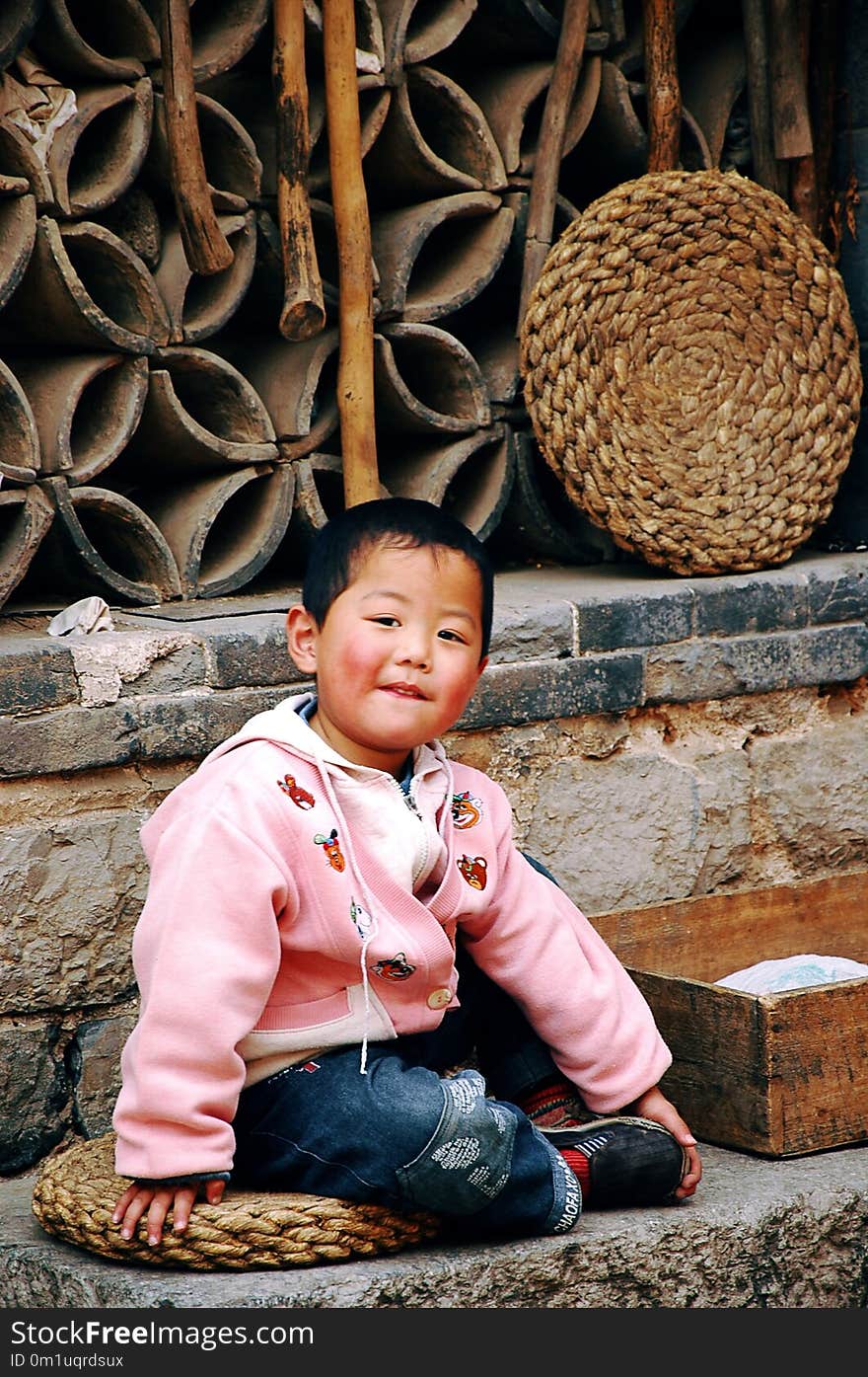 Boy, Child, Sitting, Temple