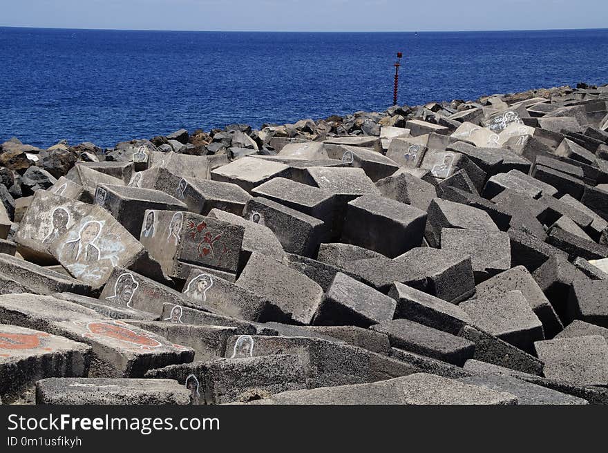 Rock, Breakwater, Archaeological Site, Sea