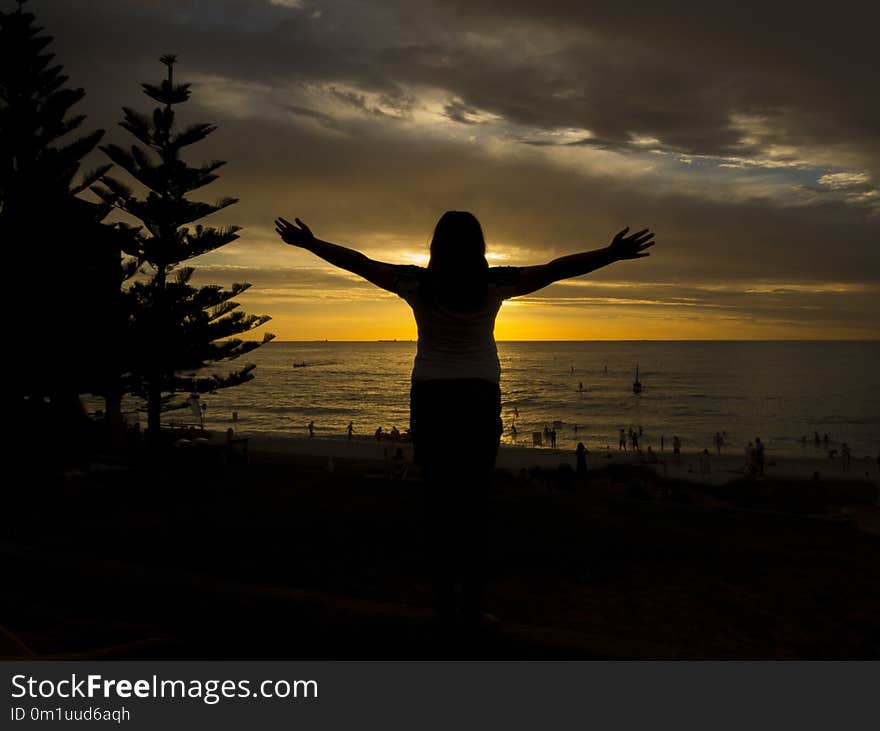 Sky, Sunrise, Sunset, Silhouette