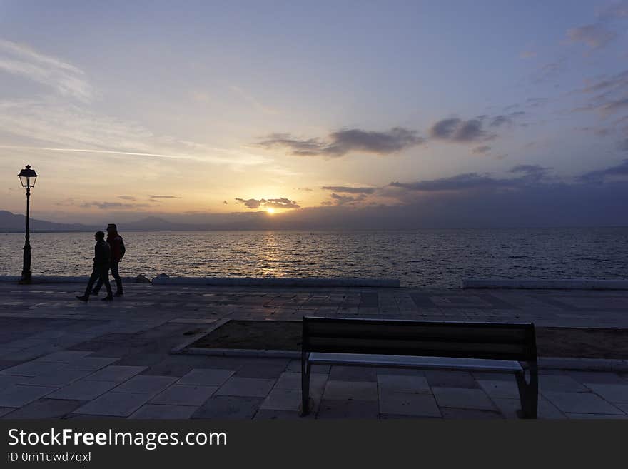 Sea, Sky, Horizon, Sunrise