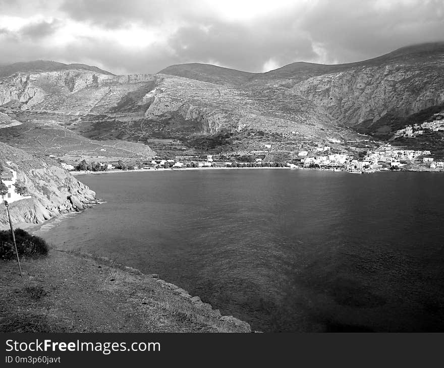 Sky, Highland, Nature, Black And White