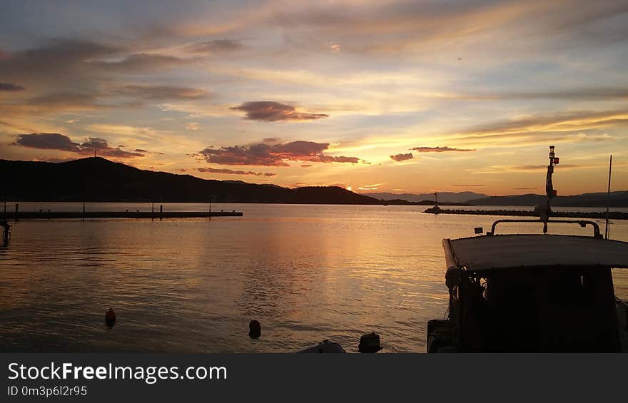 Sky, Sunset, Loch, Afterglow