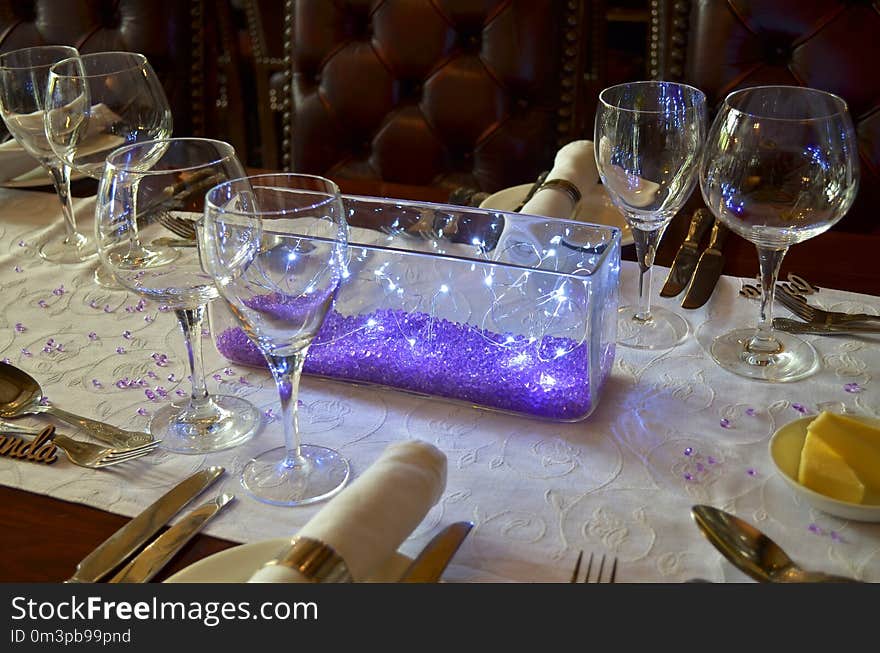 Wine Glass, Stemware, Purple, Centrepiece