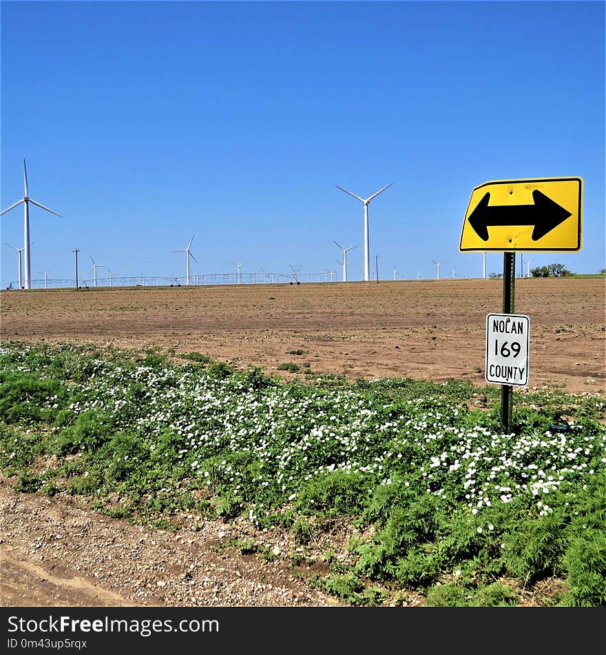 Field, Wind Farm, Sky, Energy