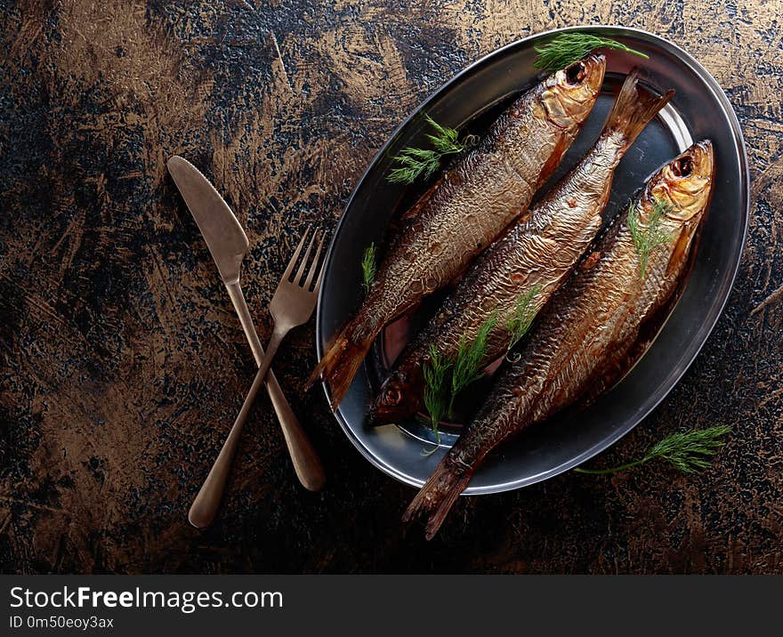 Smoked herring with dill.