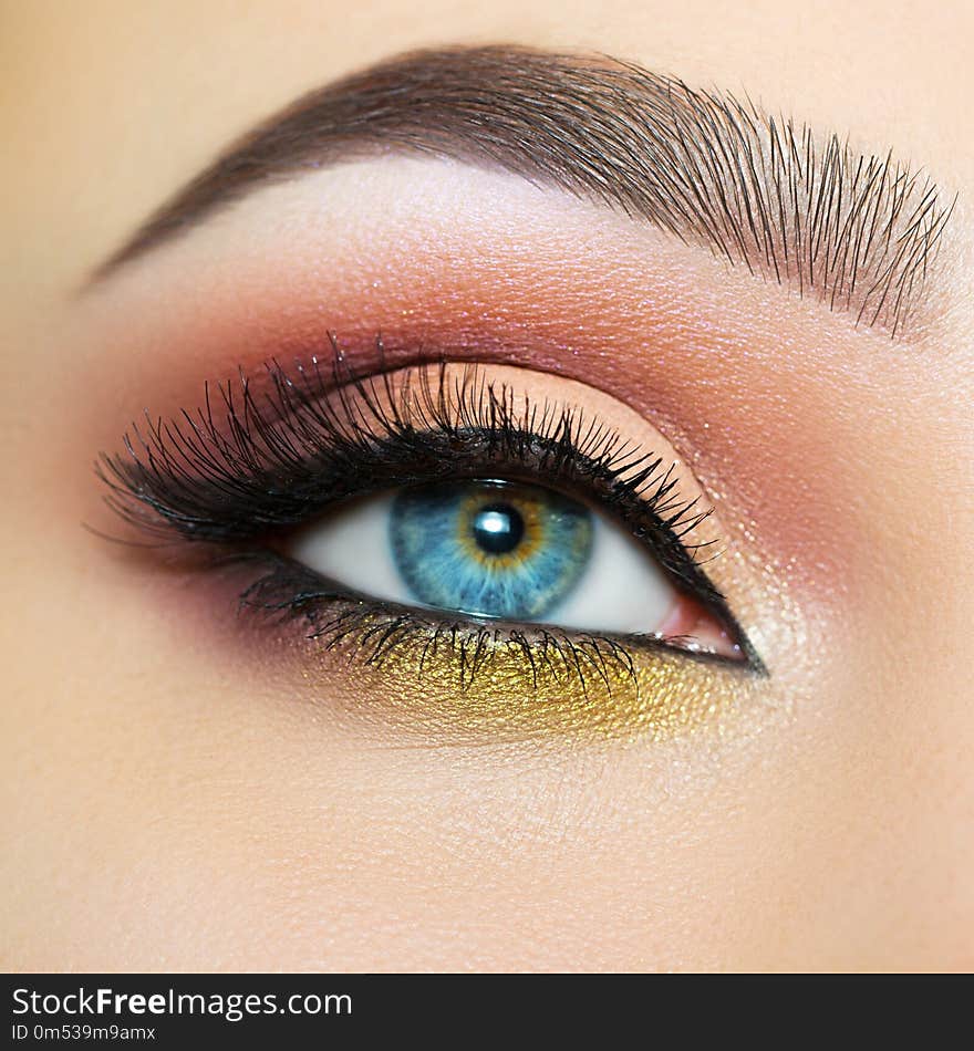 Beautiful and gentle makeup of the female eye. Beautiful and gentle makeup of the female eye