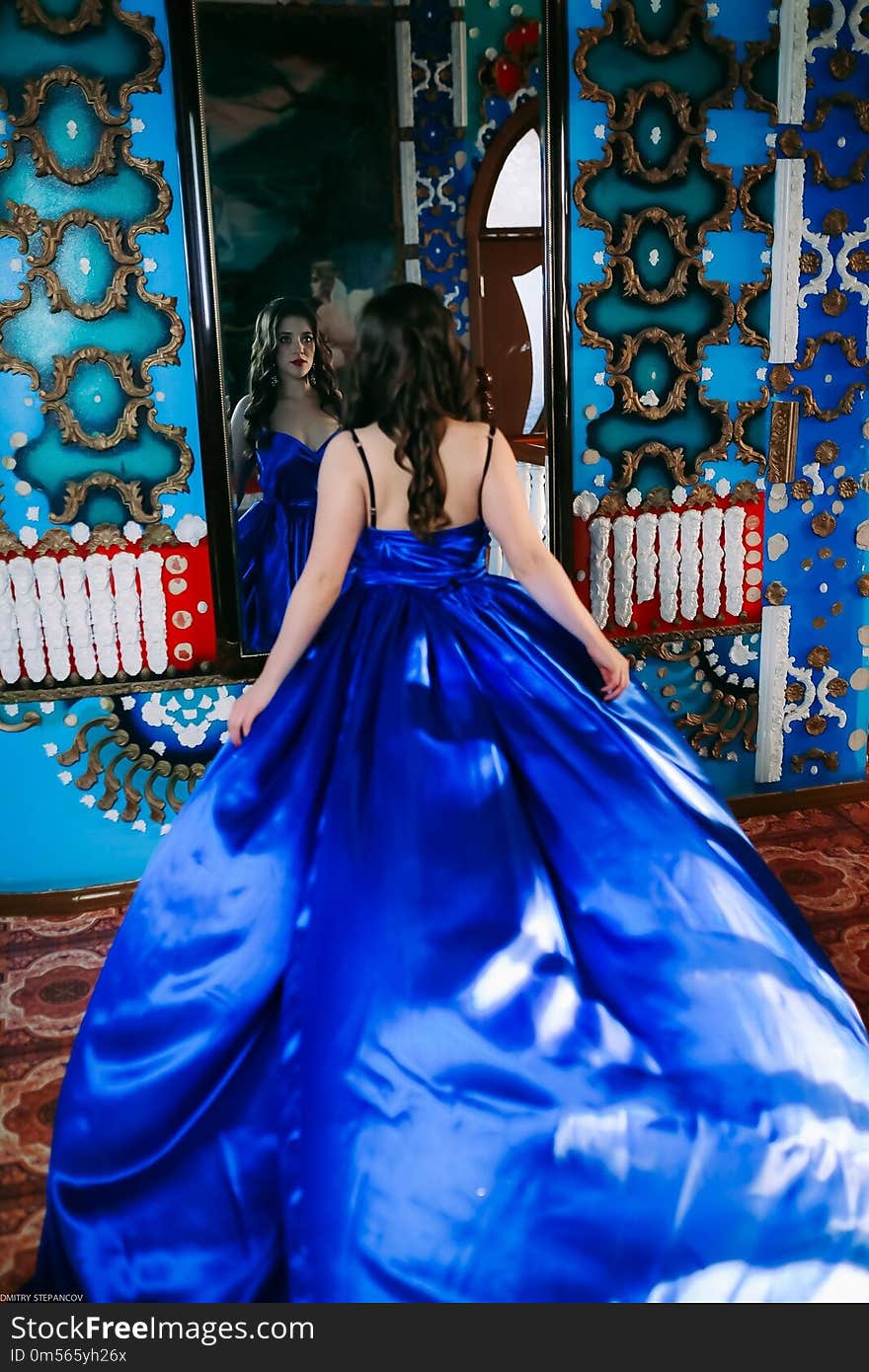 Blue, Dress, Gown, Formal Wear