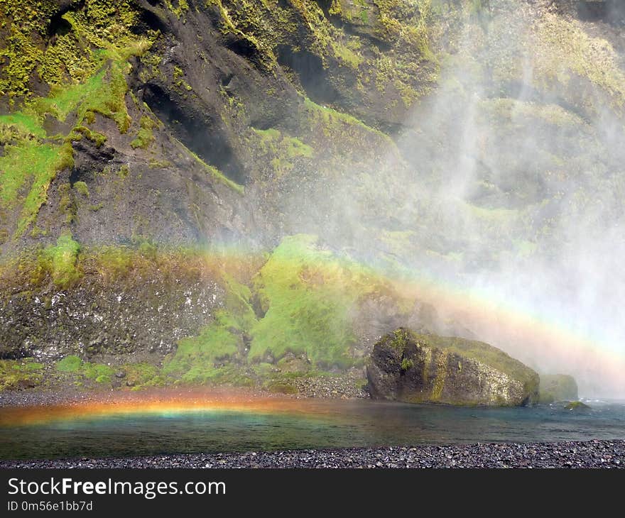 Rainbow, Water, Nature, Waterfall