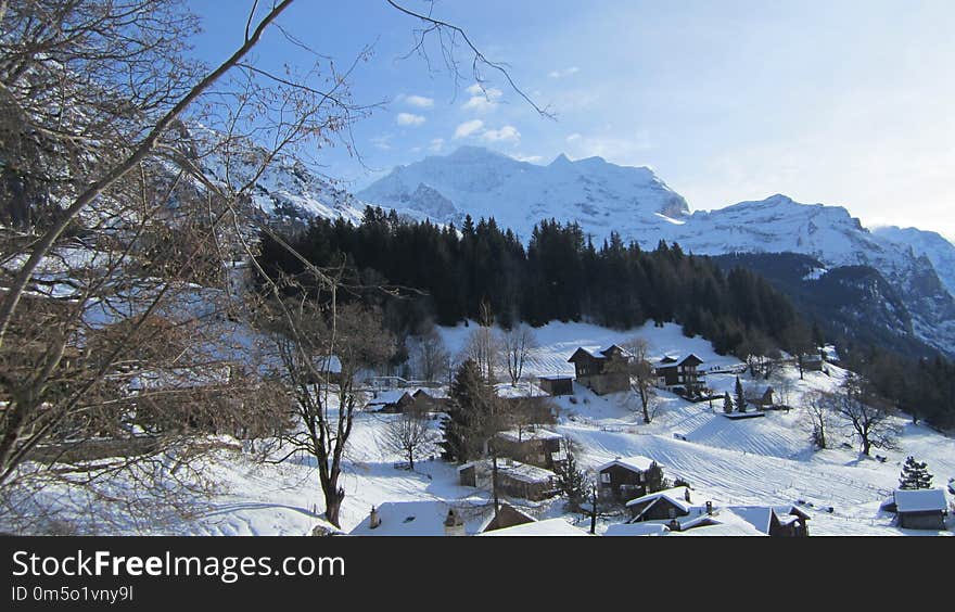 Winter, Mountain Range, Mountainous Landforms, Snow