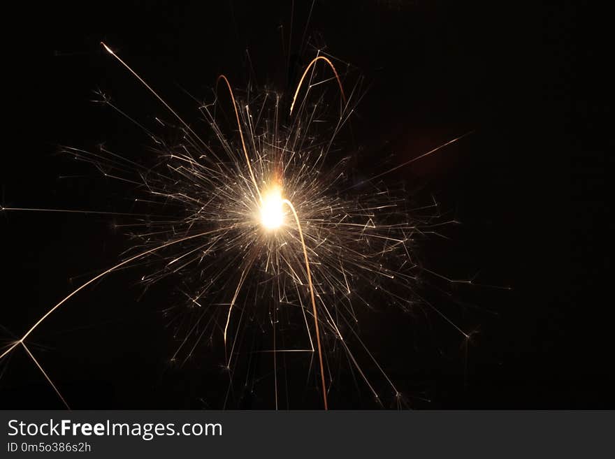 Sparkler, Fireworks, Darkness, Light