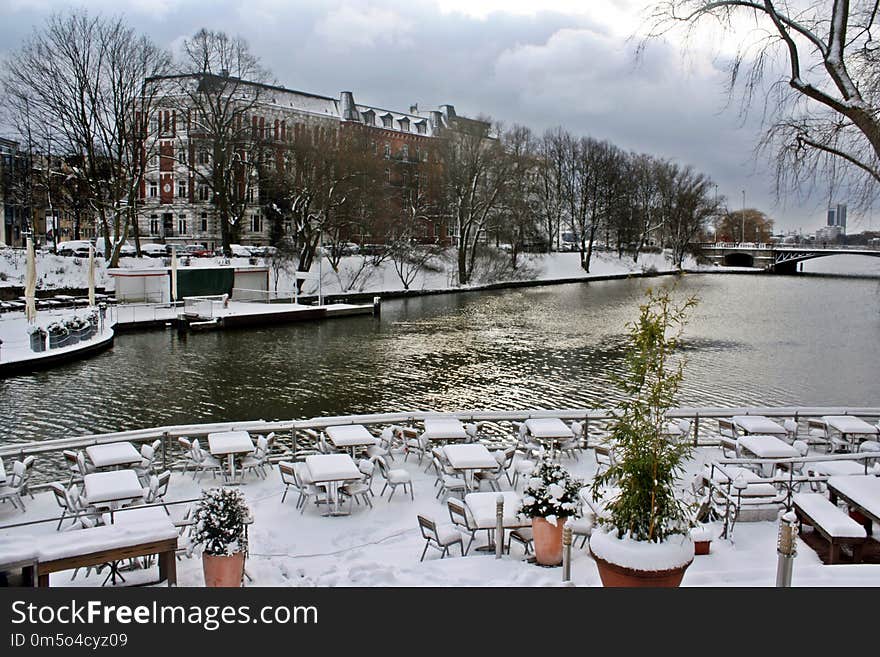 Waterway, Snow, Winter, Water