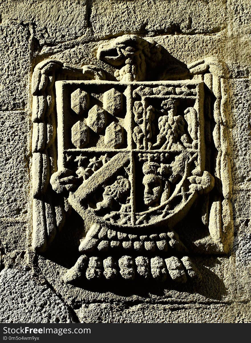 Stone Carving, Black And White, Relief, Carving