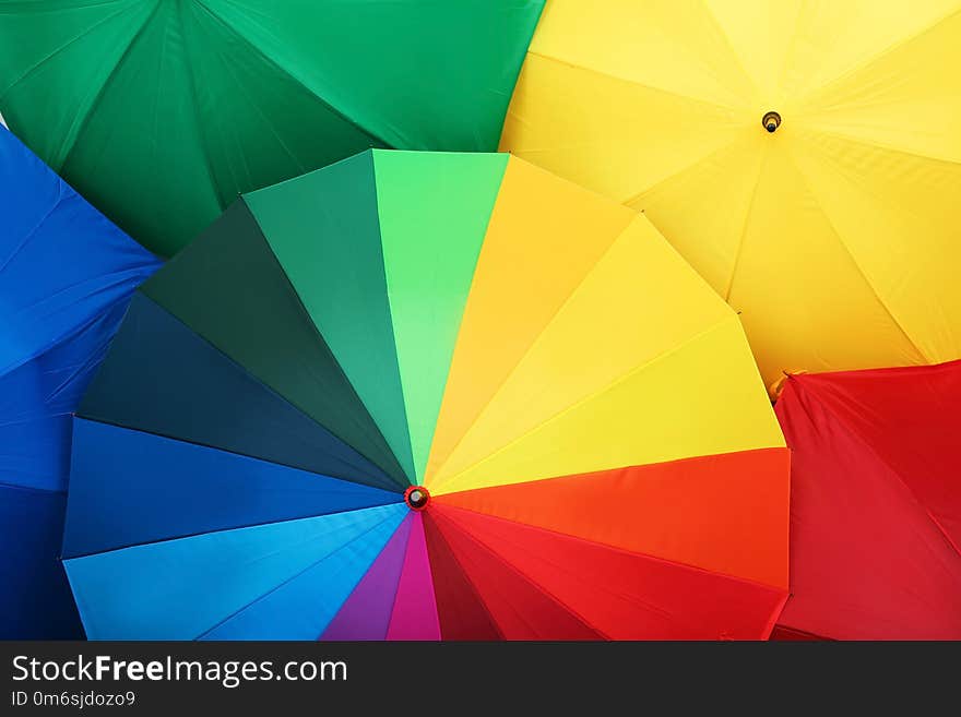 Many stylish colorful umbrellas