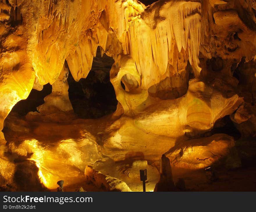 Cave, Yellow, Speleothem, Stalactite