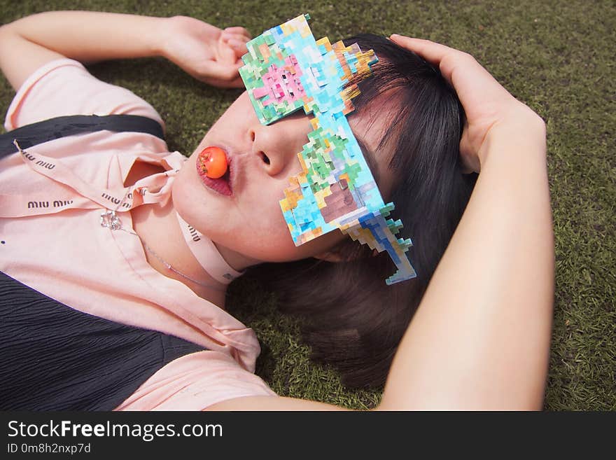 Pink, Girl, Fun, Grass