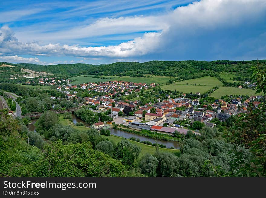 Sky, Cloud, Mountain Village, Vegetation