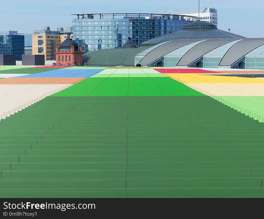 Sport Venue, Green, Yellow, Structure