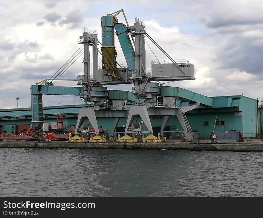 Container Ship, Crane Vessel Floating, Ship, Water Transportation