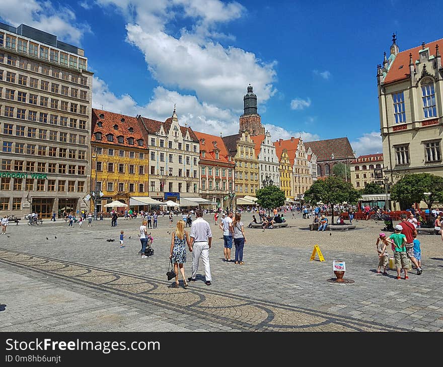 Town Square, City, Town, Sky