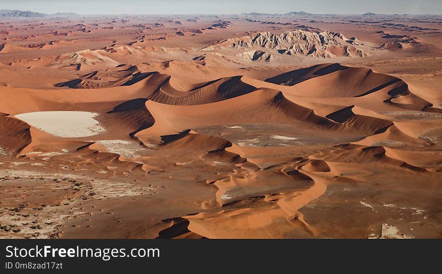 Aerial view of Namib desert with dunes. Aerial view of Namib desert with dunes