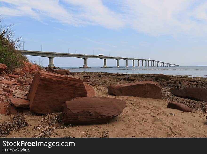 Coast, Bridge, Sea, Wood