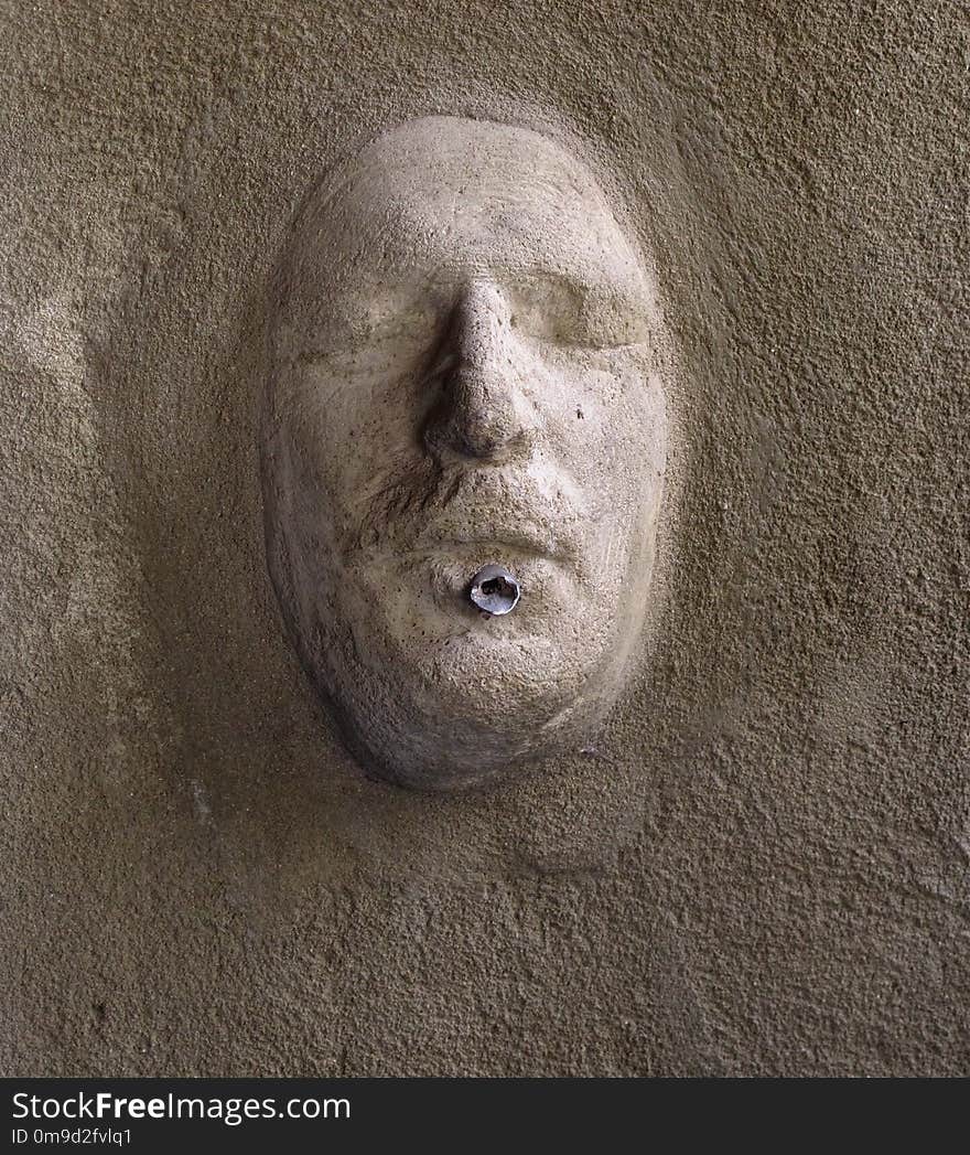 Stone Carving, Head, Close Up, Rock