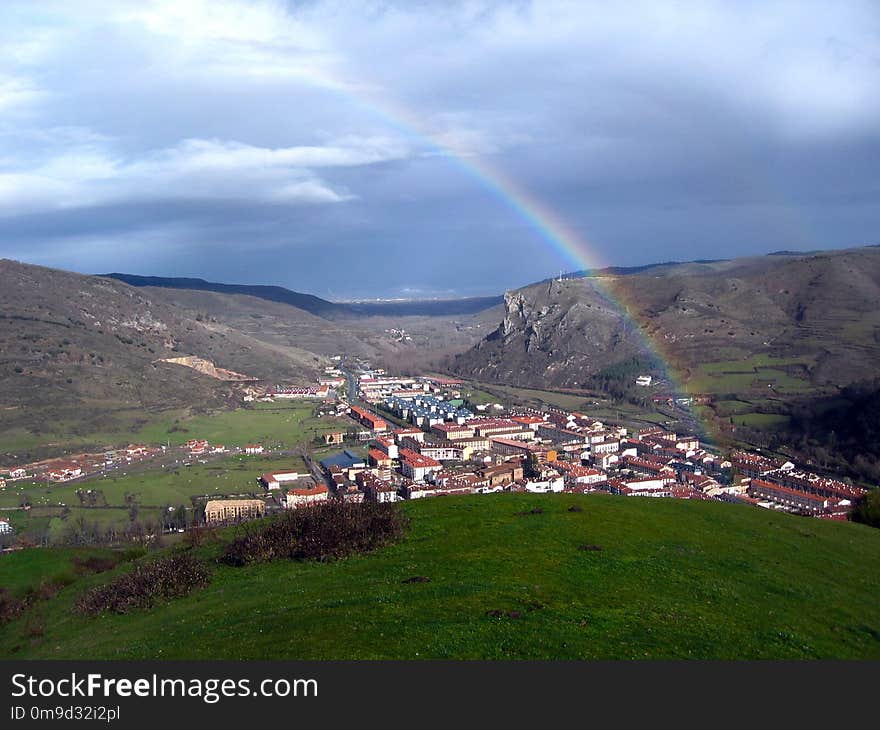 Rainbow, Highland, Sky, Cloud