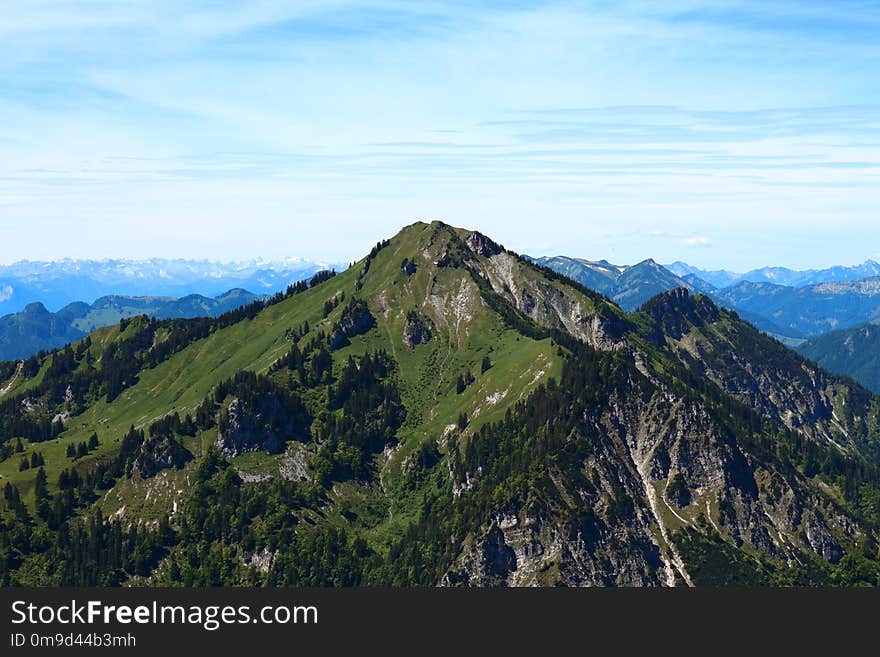 Mountainous Landforms, Mountain, Ridge, Sky