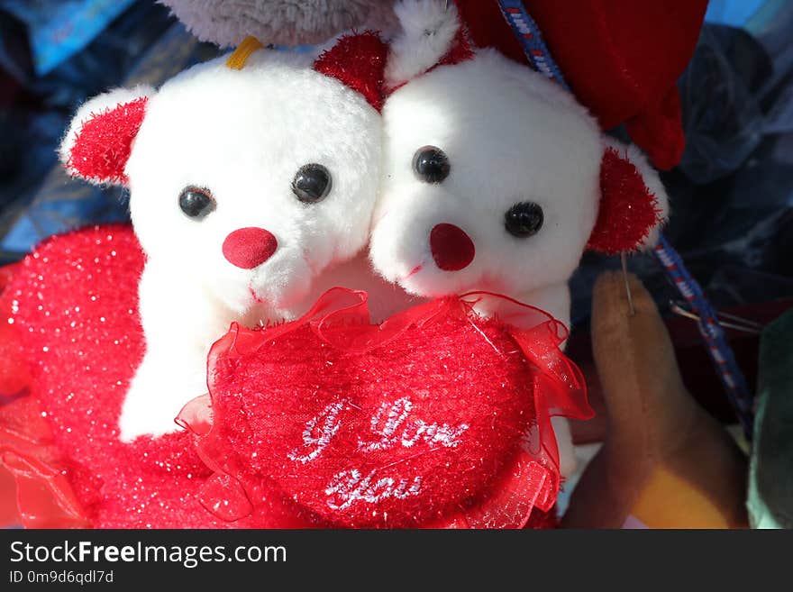 Red, Stuffed Toy, Teddy Bear, Textile