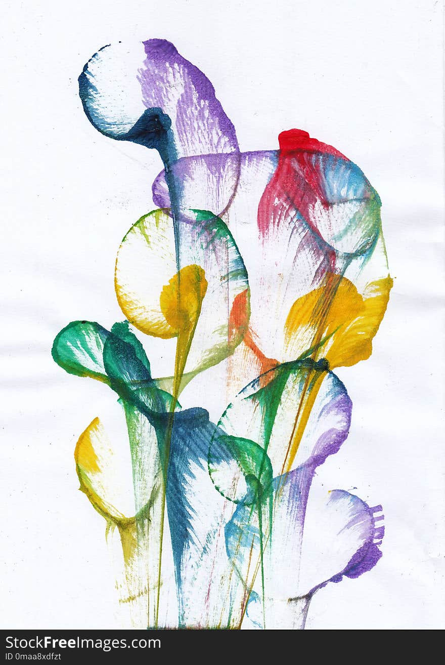 Art Design Flower Abstract Hand watercolor painting on paper. Art Design Flower Abstract Hand watercolor painting on paper.