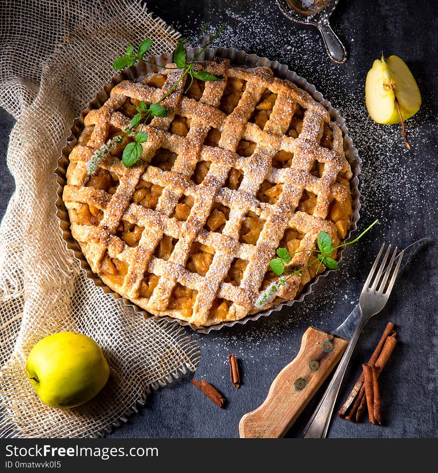 A Tasty Apple Pie With Lattice Upper Crust