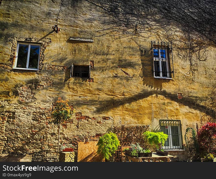 House, Wall, Sky, Home