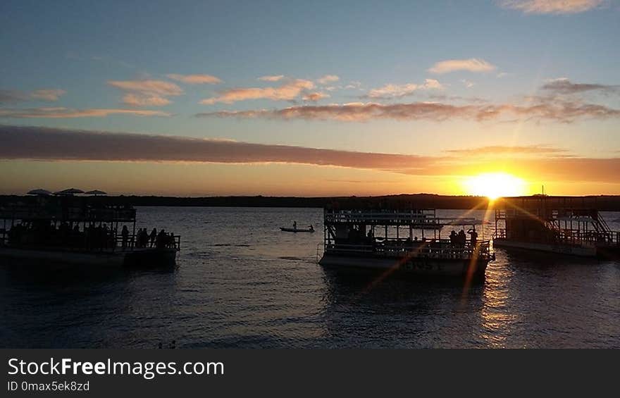 Sky, Sunset, Horizon, Waterway