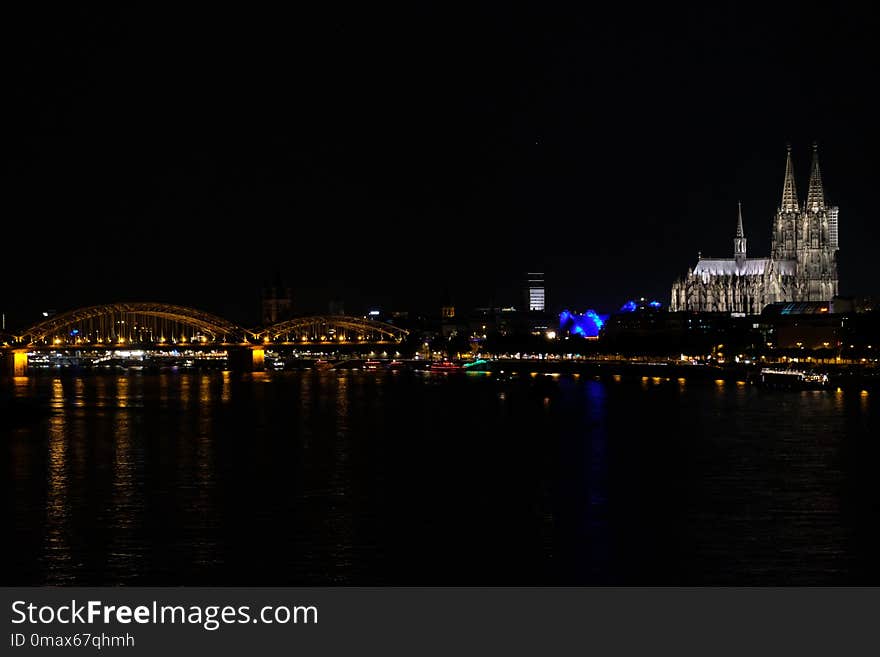 Reflection, Night, Body Of Water, City