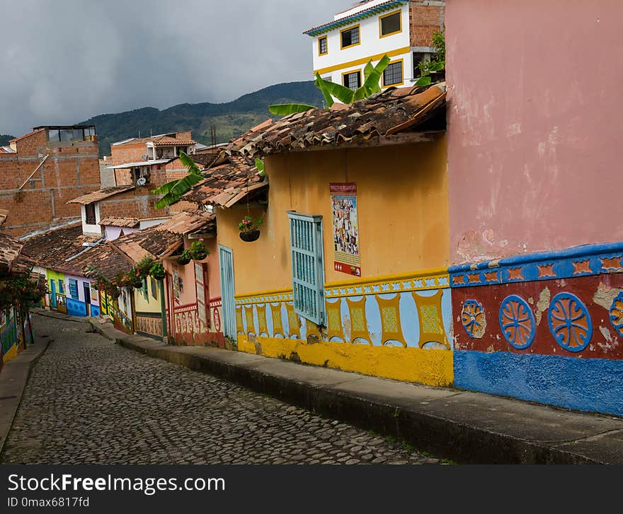 Yellow, Town, Wall, Neighbourhood