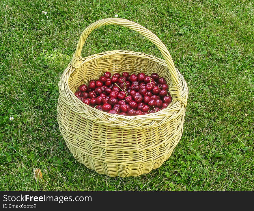 Fruit, Basket, Produce, Grass