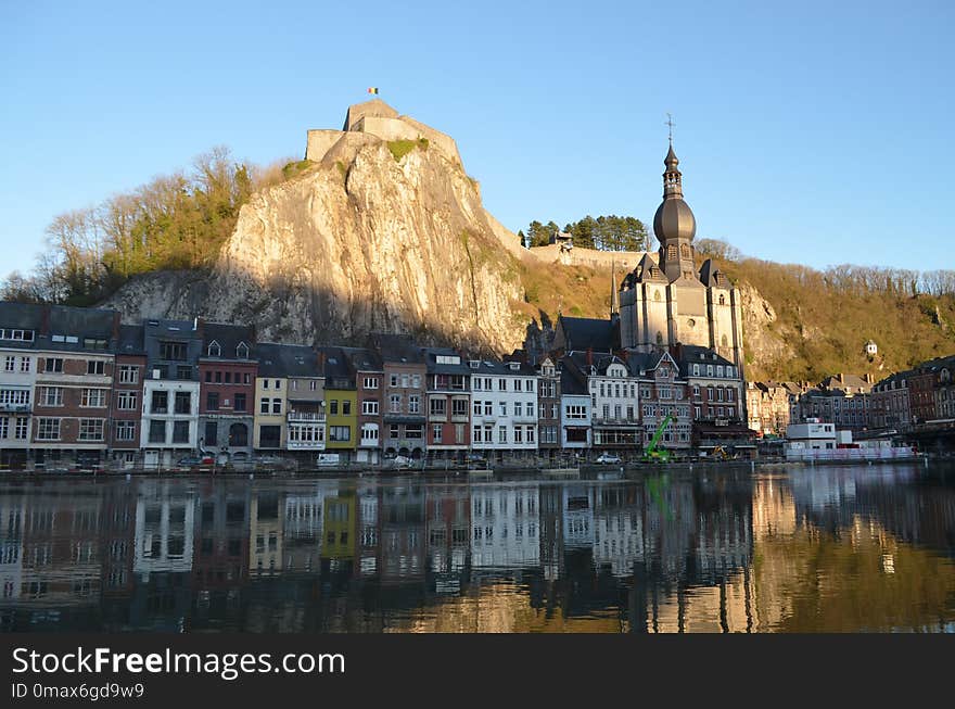 Reflection, Town, Waterway, City