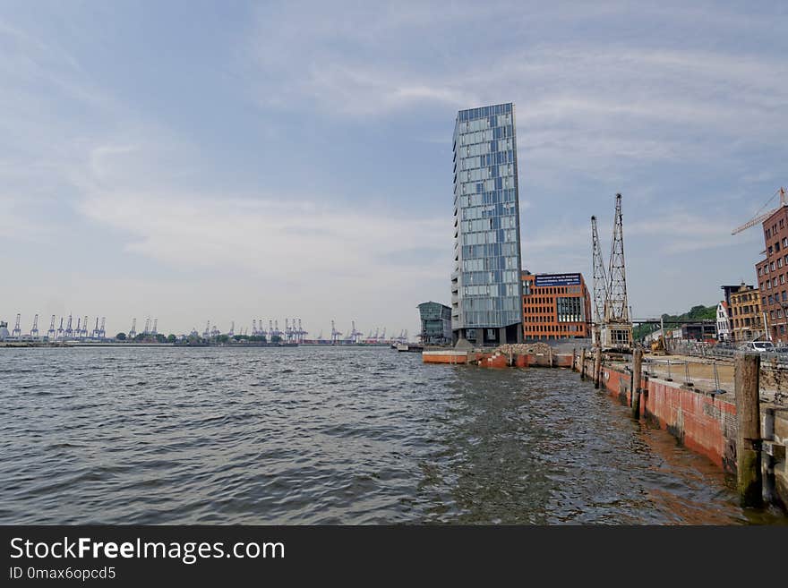 Waterway, River, Bridge, Skyline