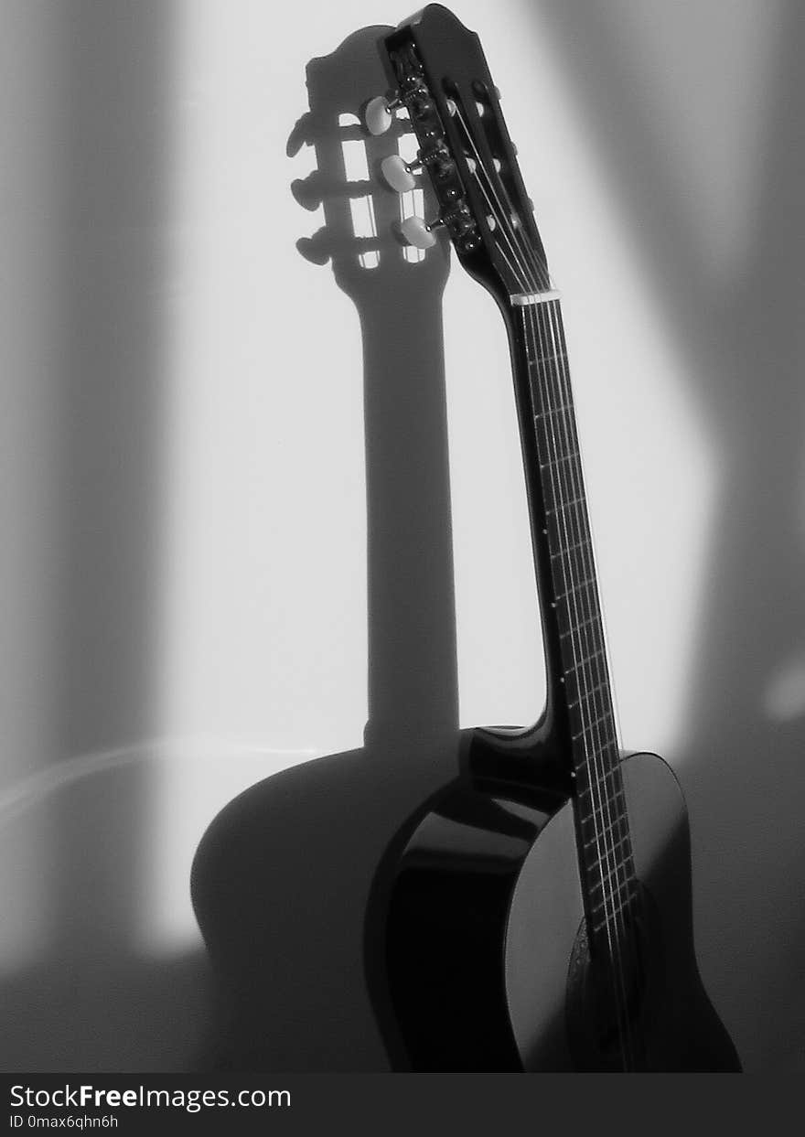 Guitar, Musical Instrument, String Instrument Accessory, Black And White