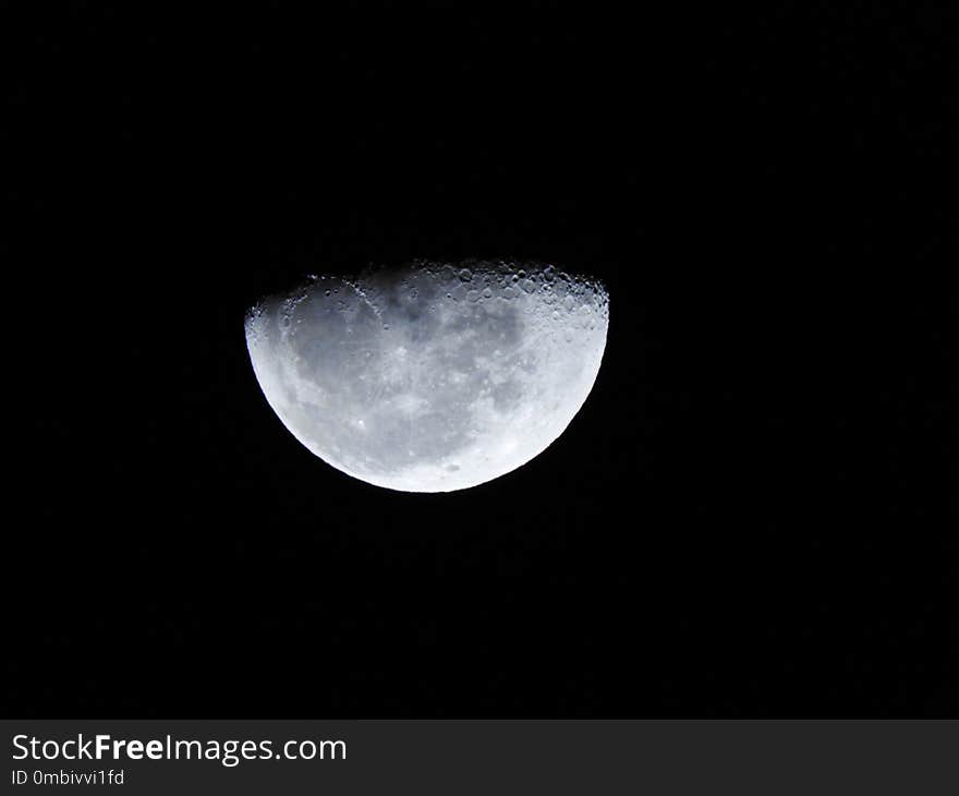 Moon, Black, Black And White, Atmosphere