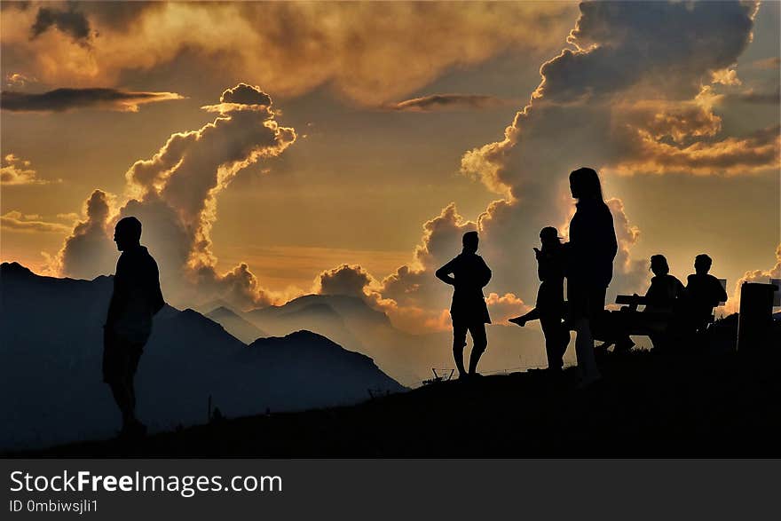 Sky, Cloud, Sunrise, Silhouette