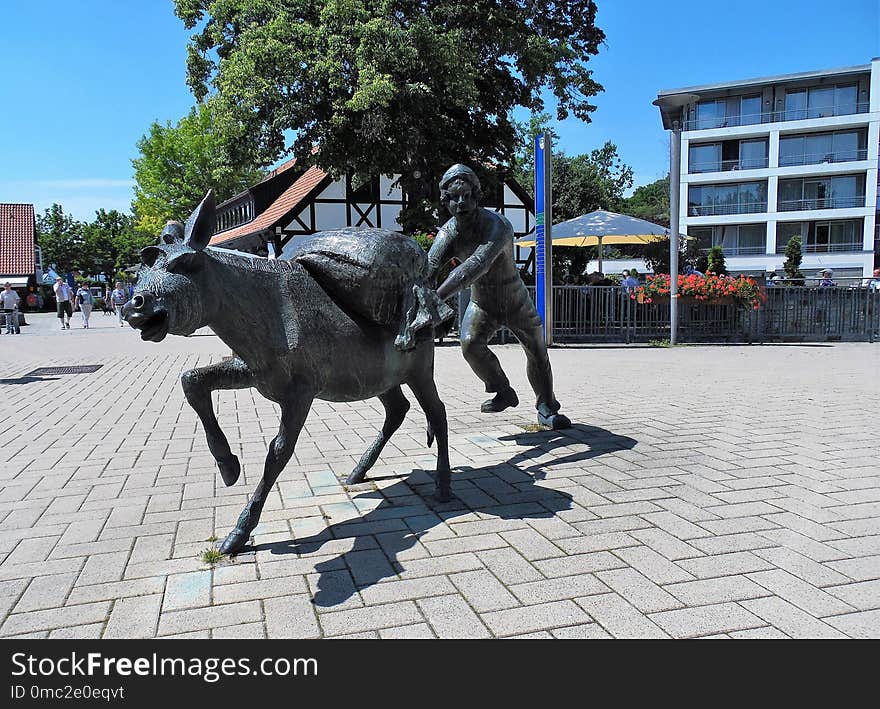 Statue, Sculpture, Monument, Pack Animal