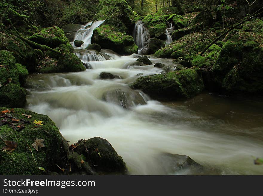 Waterfall, Water, Stream, Nature