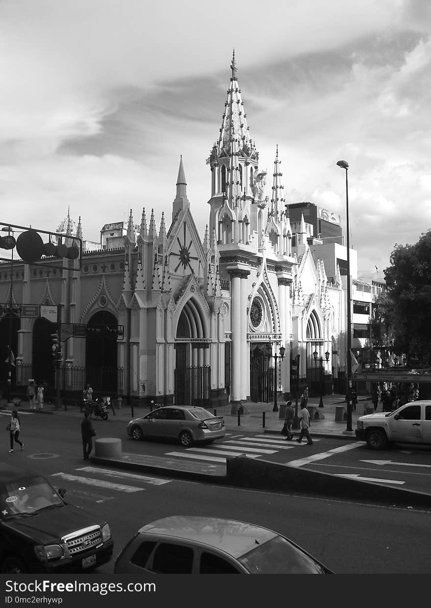 Sky, Landmark, Black And White, Car