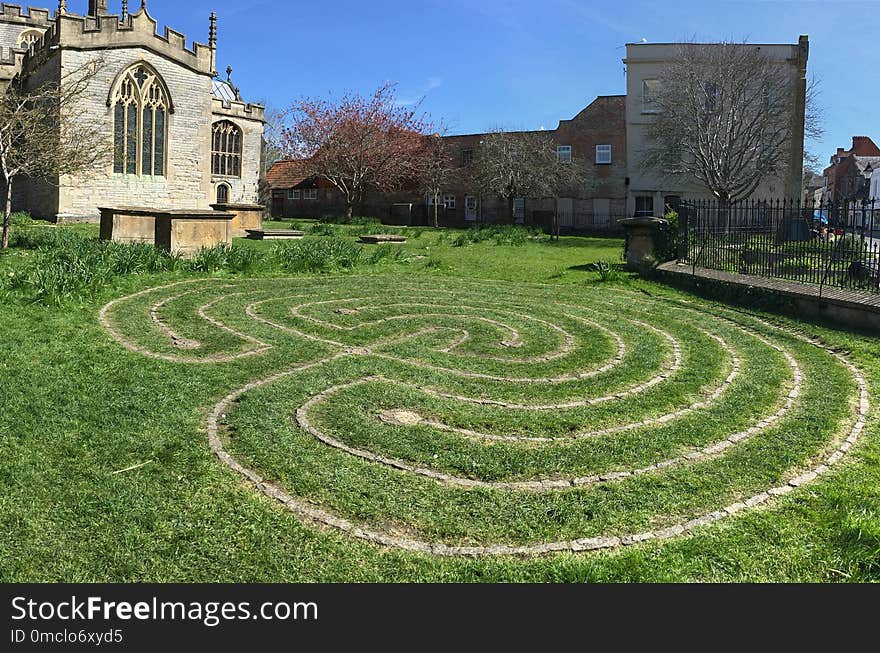 Grass, Labyrinth, Lawn, Garden