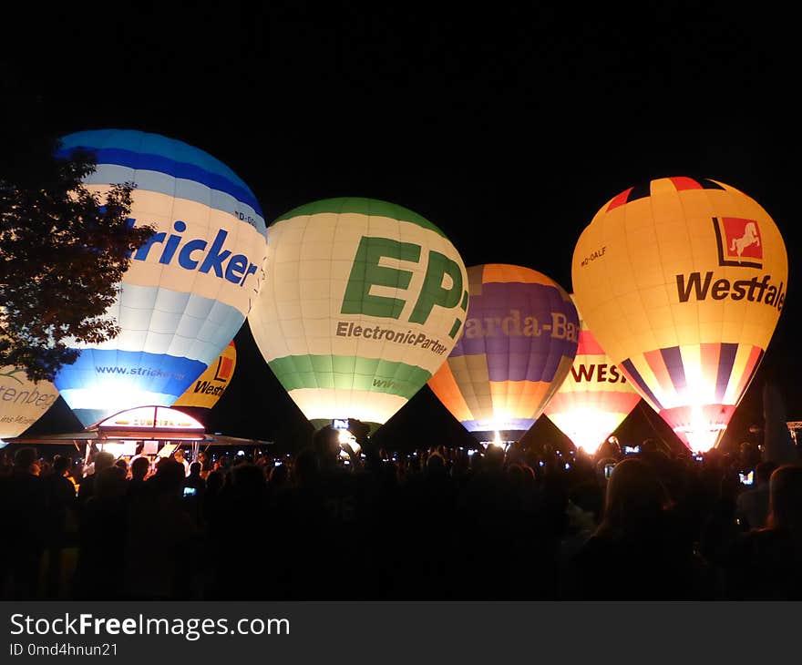 Hot Air Ballooning, Hot Air Balloon, Balloon, Night