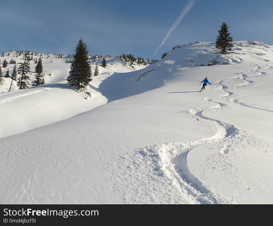 Piste, Snow, Mountain Range, Winter