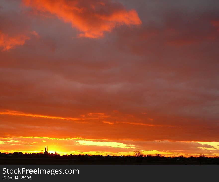 Sky, Red Sky At Morning, Afterglow, Dawn